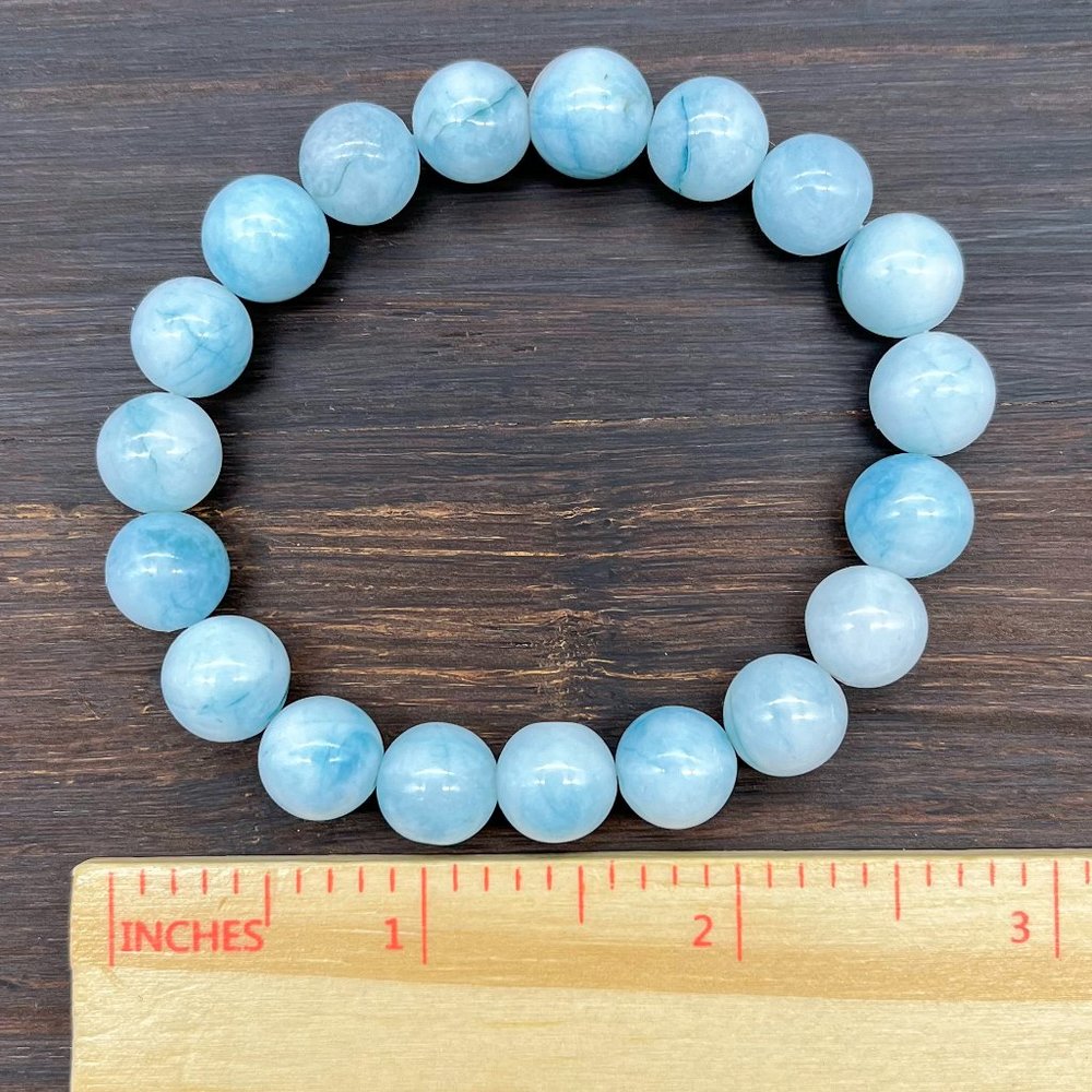 Blue Jade Gemstone Bracelet Handmade - Picture 6 of 6